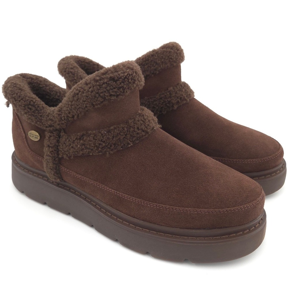 Skechers BOBS Keepsakes Lite Winter Snug Bootie Women 6.5 Brown Slip-In Boot NEW